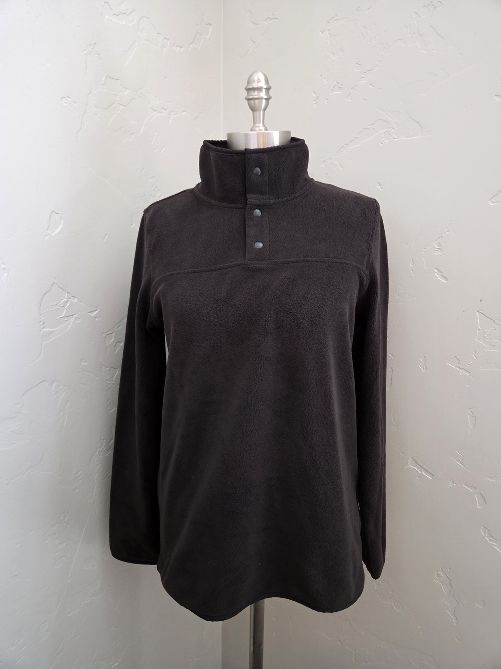 32 Degrees Black Snap-Button Funnel Neck Pullover